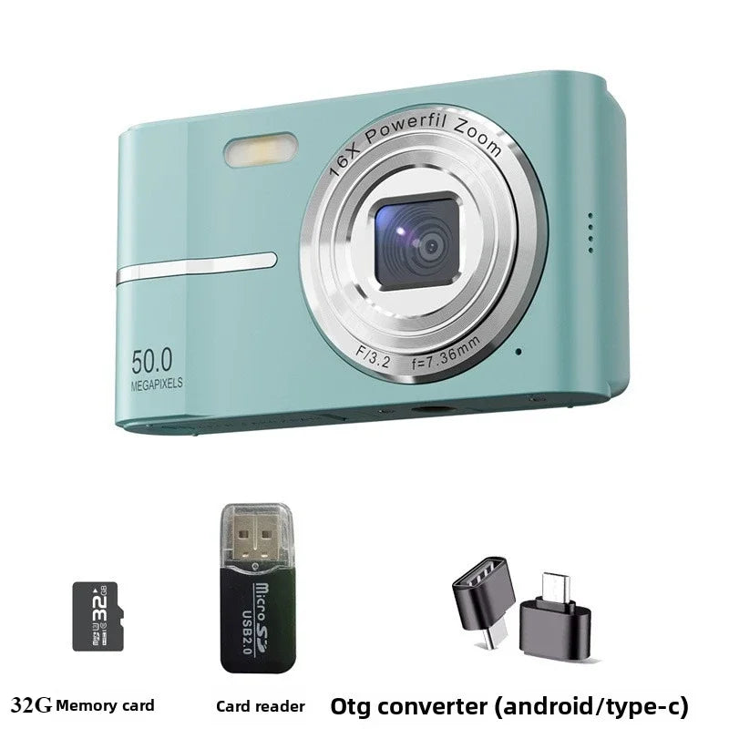 Digital Camera 16x CCD Digital Camera Beauty Campus Student Entry-level Polaroid Gift Dual Lens Video Recorder 64G Card Reader