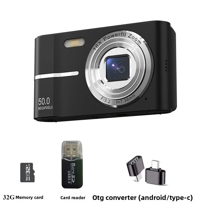 Digital Camera 16x CCD Digital Camera Beauty Campus Student Entry-level Polaroid Gift Dual Lens Video Recorder 64G Card Reader